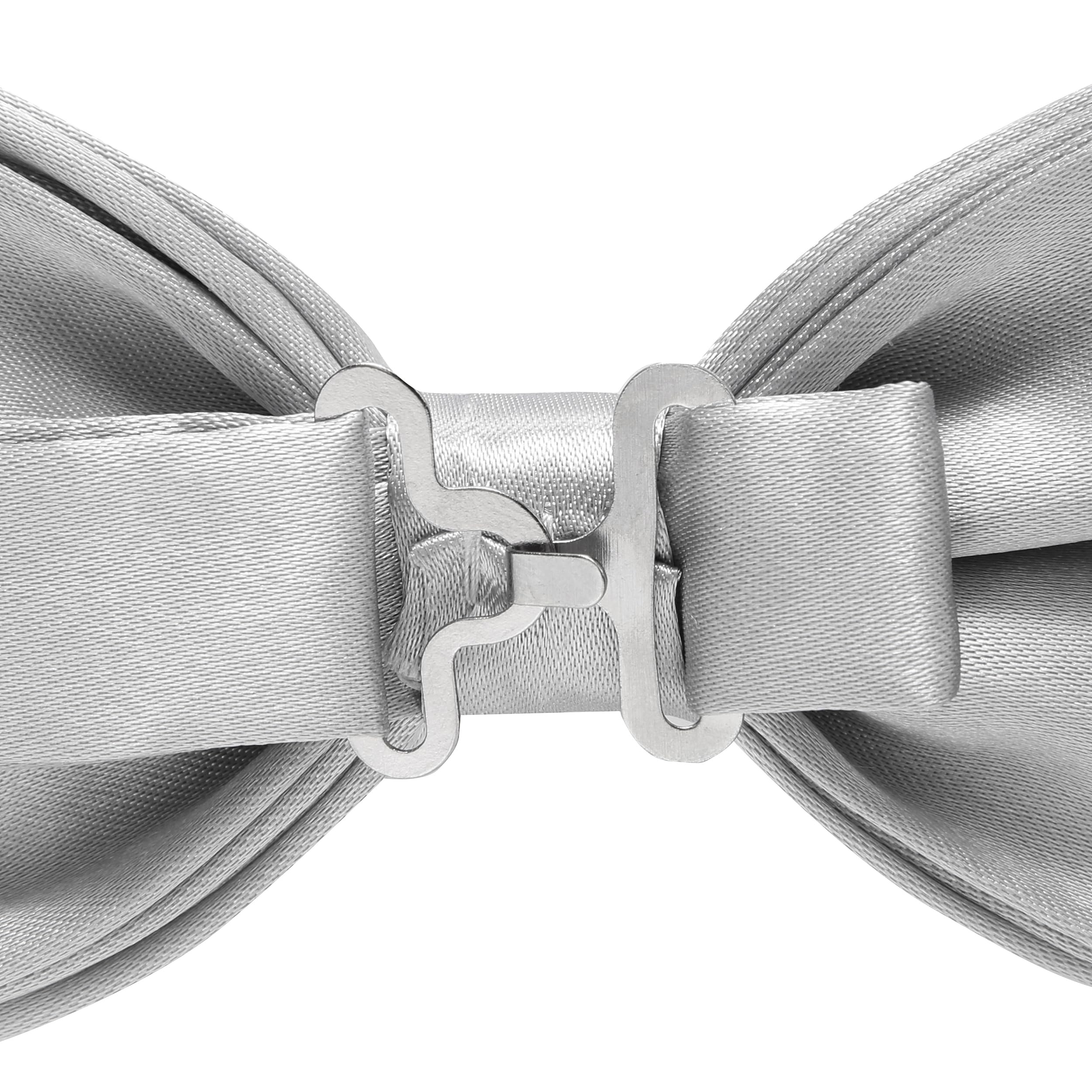 Mens Tie Set - Plain Satin Formal Necktie and Bow Tie with Pocket Square, Cufflinks in Gift Box - Image 3