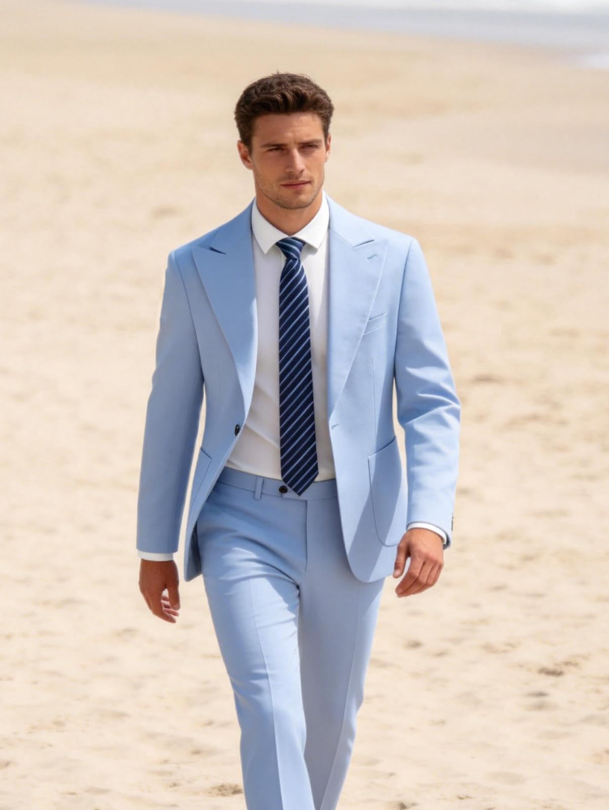 MOGU 2 Piece Mens Linen Suit Casual Summer Beach Suits Lightweight One Button Jacket Pants for Wedding Travel Dinner - Image 3