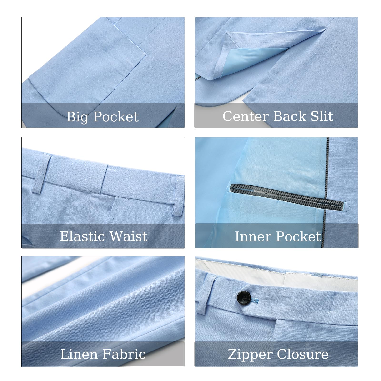 MOGU 2 Piece Mens Linen Suit Casual Summer Beach Suits Lightweight One Button Jacket Pants for Wedding Travel Dinner - Image 6