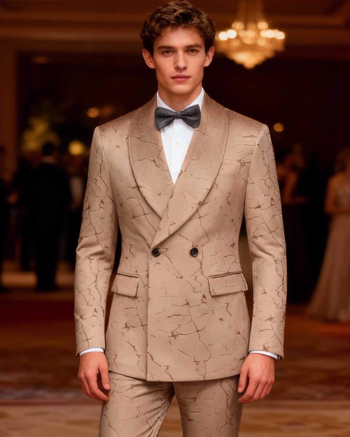 MOGU 2-Piece Velvet Mens Suit Shawl Lapel Tuxedo Slim Fit Dress Suit for Wedding Casual Business Banquet - Image 3