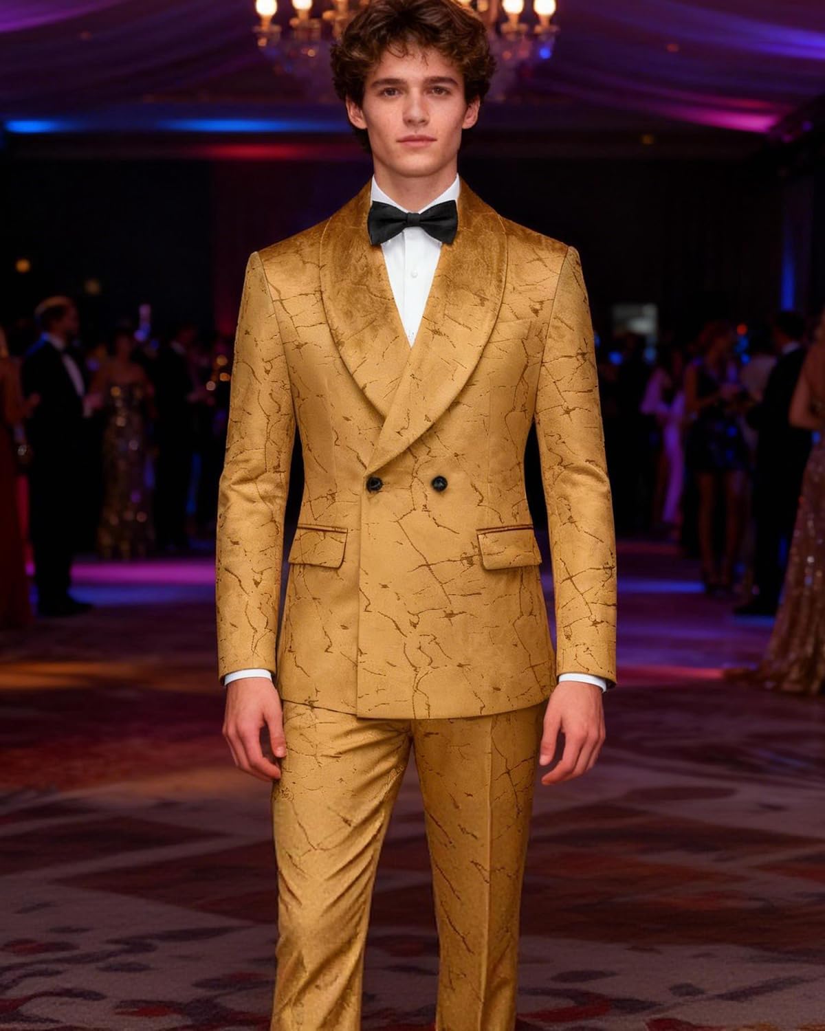 MOGU 2-Piece Velvet Mens Suit Shawl Lapel Tuxedo Slim Fit Dress Suit for Wedding Casual Business Banquet - Image 5