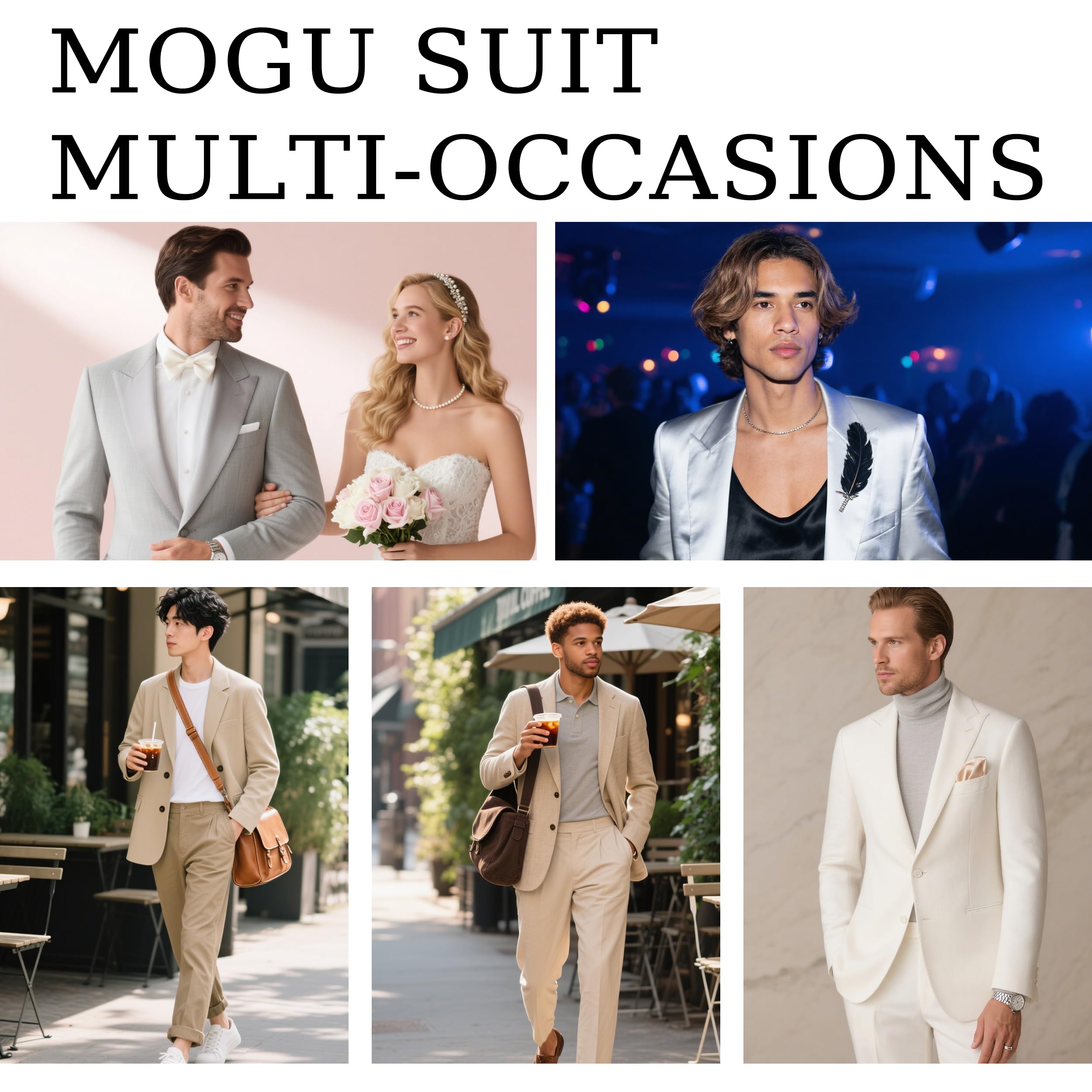 MOGU 2-Piece Velvet Mens Suit Shawl Lapel Tuxedo Slim Fit Dress Suit for Wedding Casual Business Banquet - Image 7