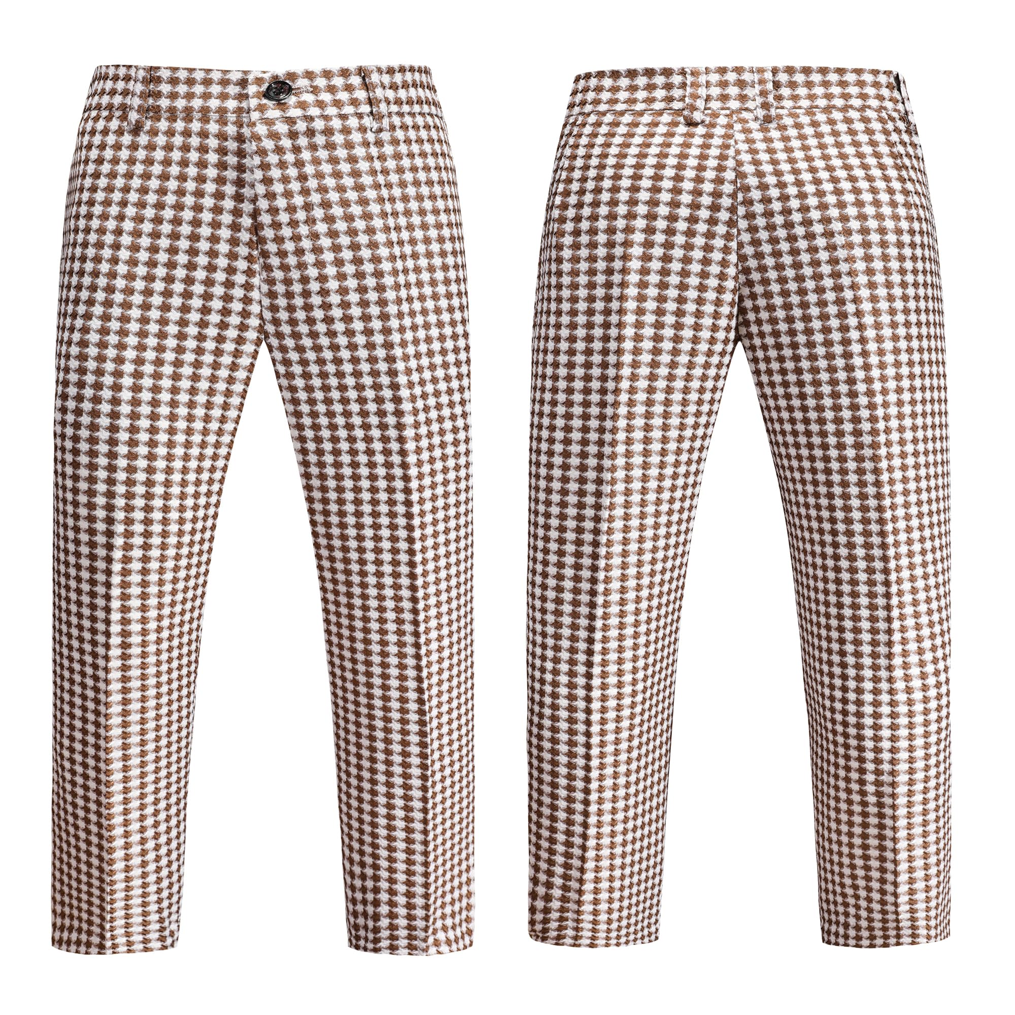 MOGU Boys 3-Piece Houndstooth Tuxedo Suit Set - Slim Fit Shawl Lapel Outfit Blazer Vest Pants Kids' Weddings Ring Bearer - Image 3