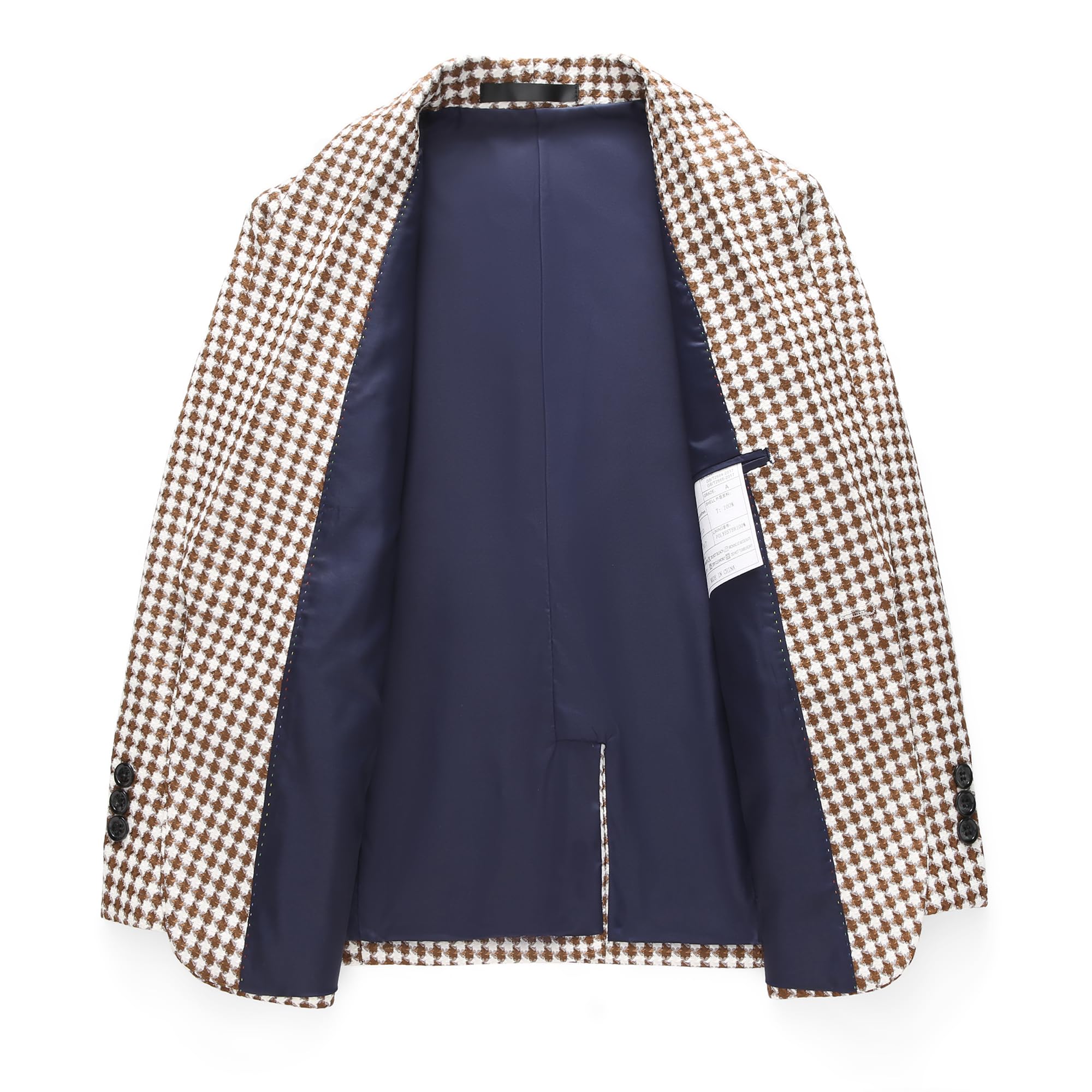 MOGU Boys 3-Piece Houndstooth Tuxedo Suit Set - Slim Fit Shawl Lapel Outfit Blazer Vest Pants Kids' Weddings Ring Bearer - Image 4