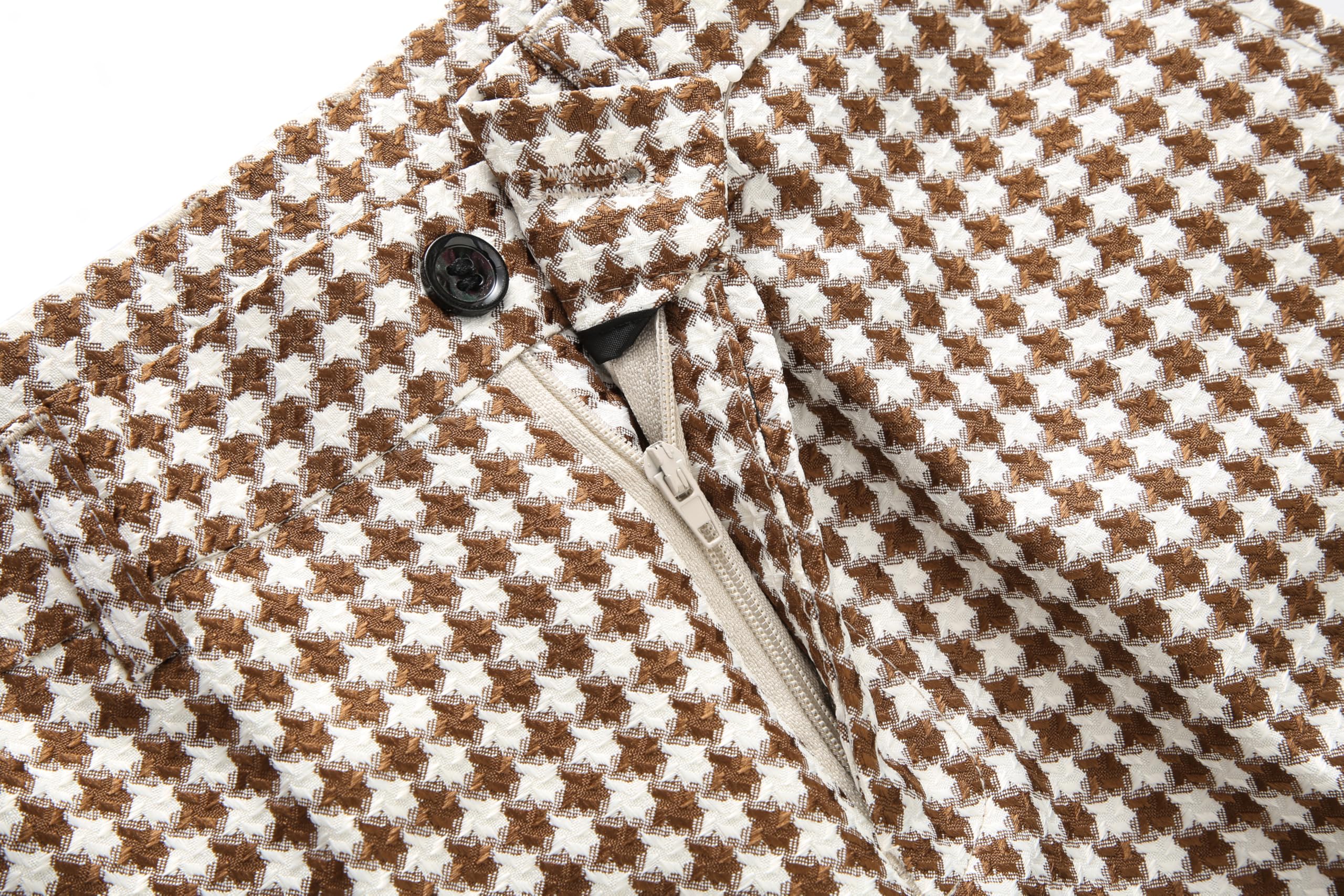 MOGU Boys 3-Piece Houndstooth Tuxedo Suit Set - Slim Fit Shawl Lapel Outfit Blazer Vest Pants Kids' Weddings Ring Bearer - Image 6