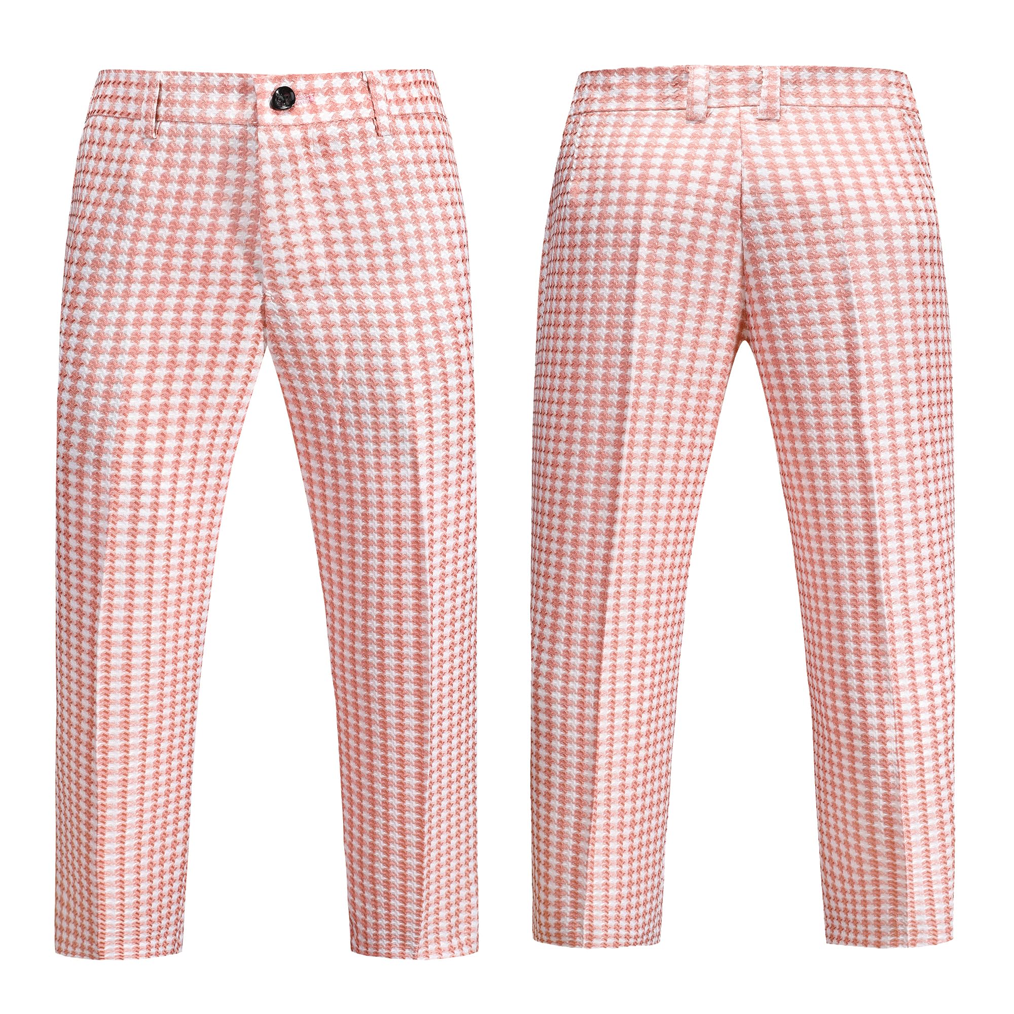 MOGU Boys 3-Piece Houndstooth Tuxedo Suit Set - Slim Fit Shawl Lapel Outfit Blazer Vest Pants Kids' Weddings Ring Bearer - Image 3