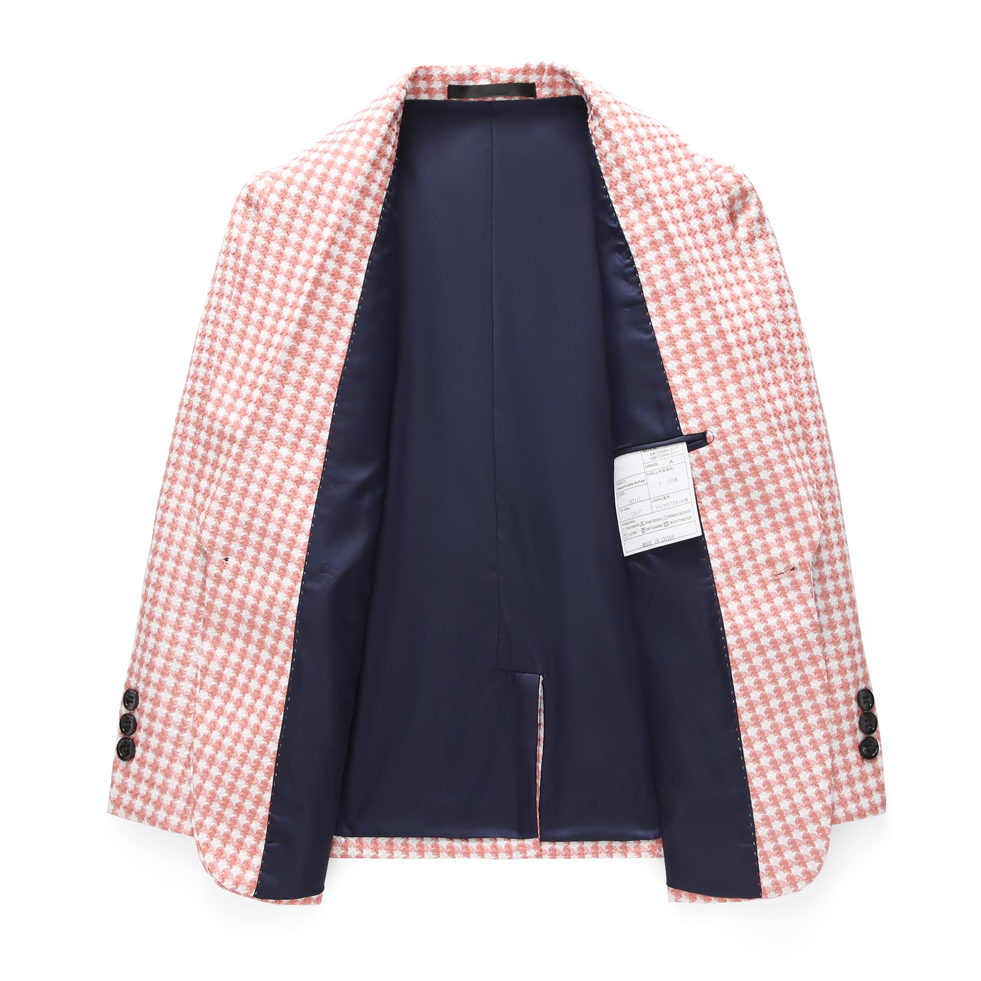 MOGU Boys 3-Piece Houndstooth Tuxedo Suit Set - Slim Fit Shawl Lapel Outfit Blazer Vest Pants Kids' Weddings Ring Bearer - Image 4