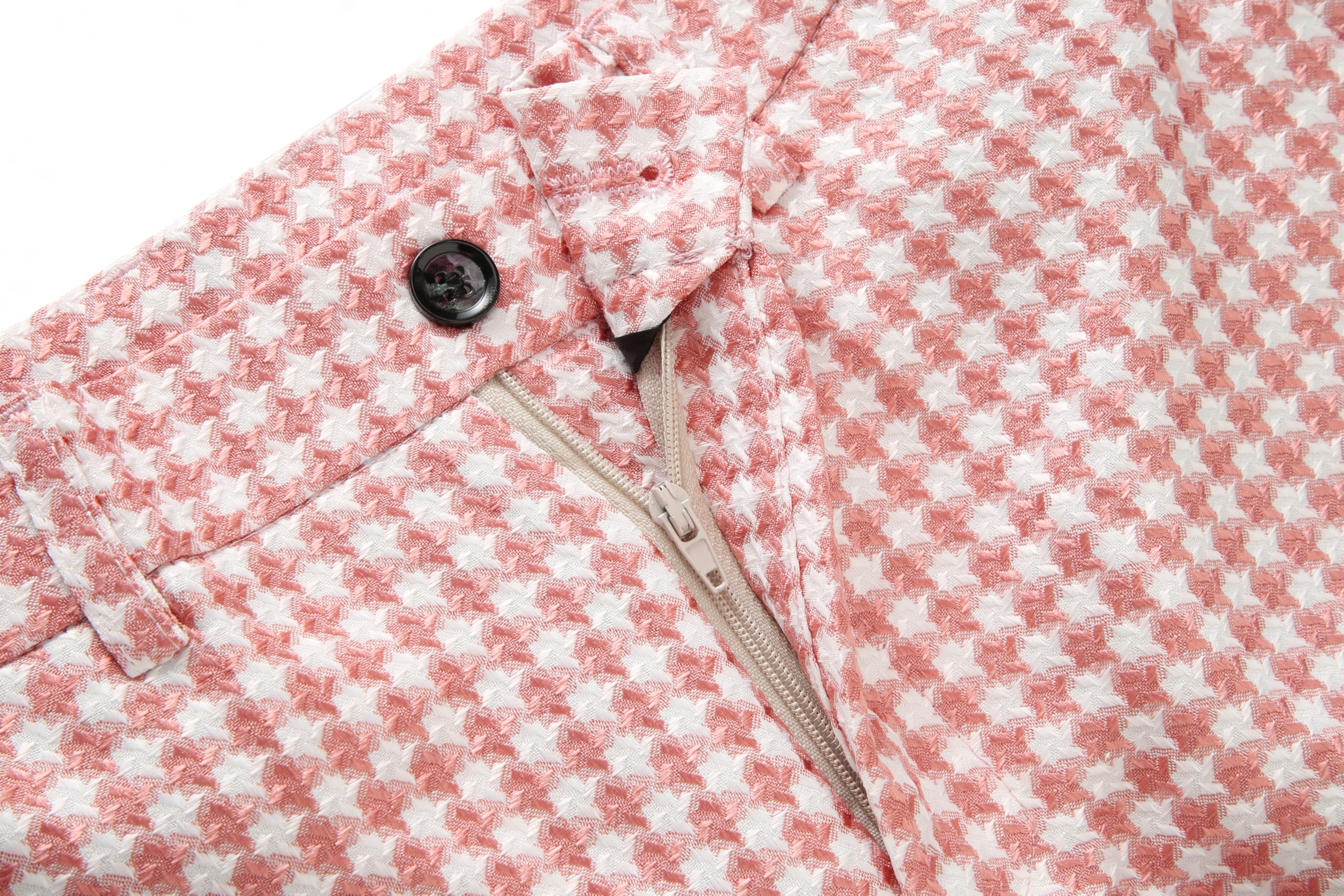 MOGU Boys 3-Piece Houndstooth Tuxedo Suit Set - Slim Fit Shawl Lapel Outfit Blazer Vest Pants Kids' Weddings Ring Bearer - Image 6