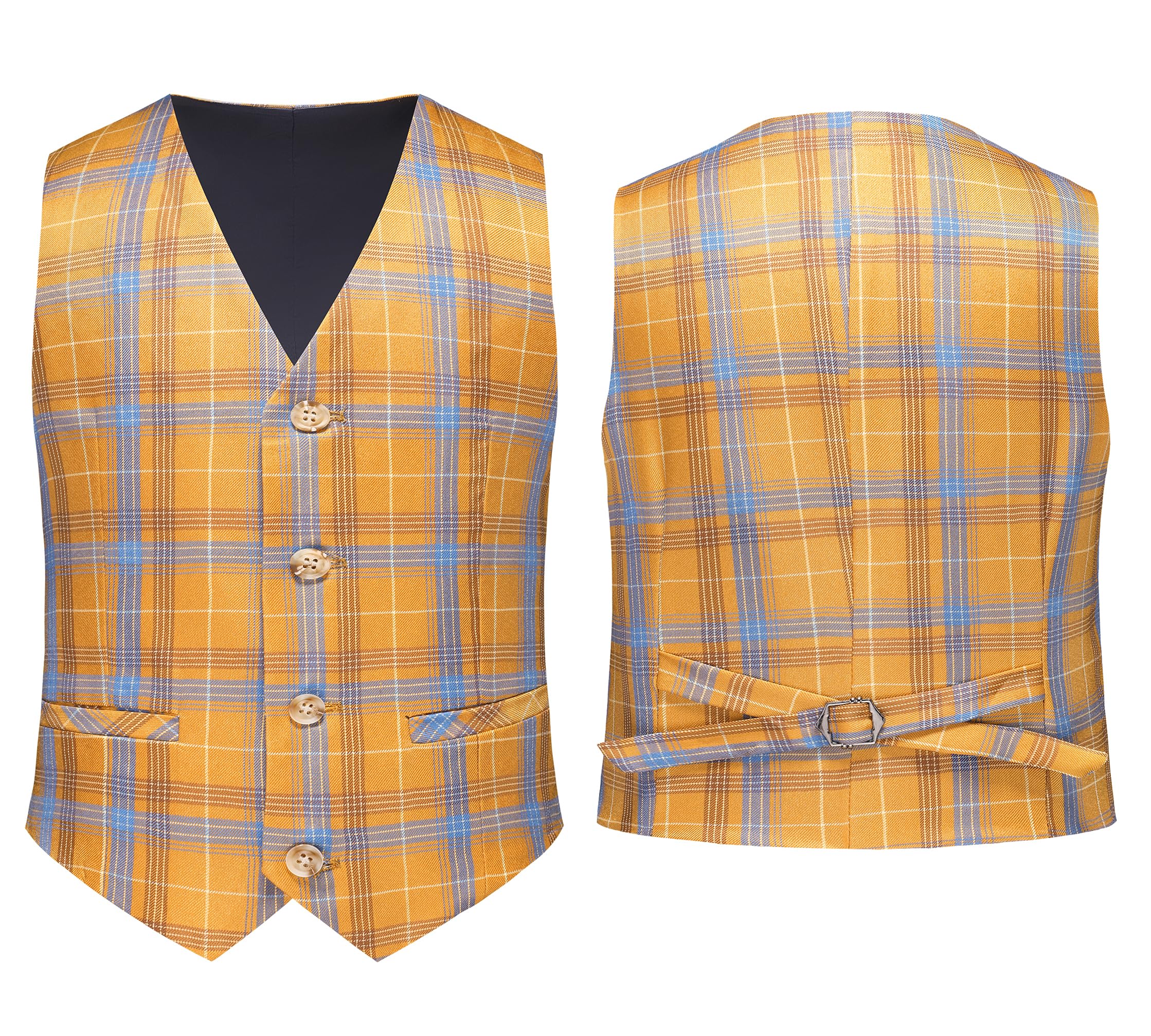 MOGU Boys Plaid Suits 3 Piece Slim Fit Tuxedo Formal Dresswear Suit Set Blazer Jacket Vest Pants Kids Outfits - Image 3