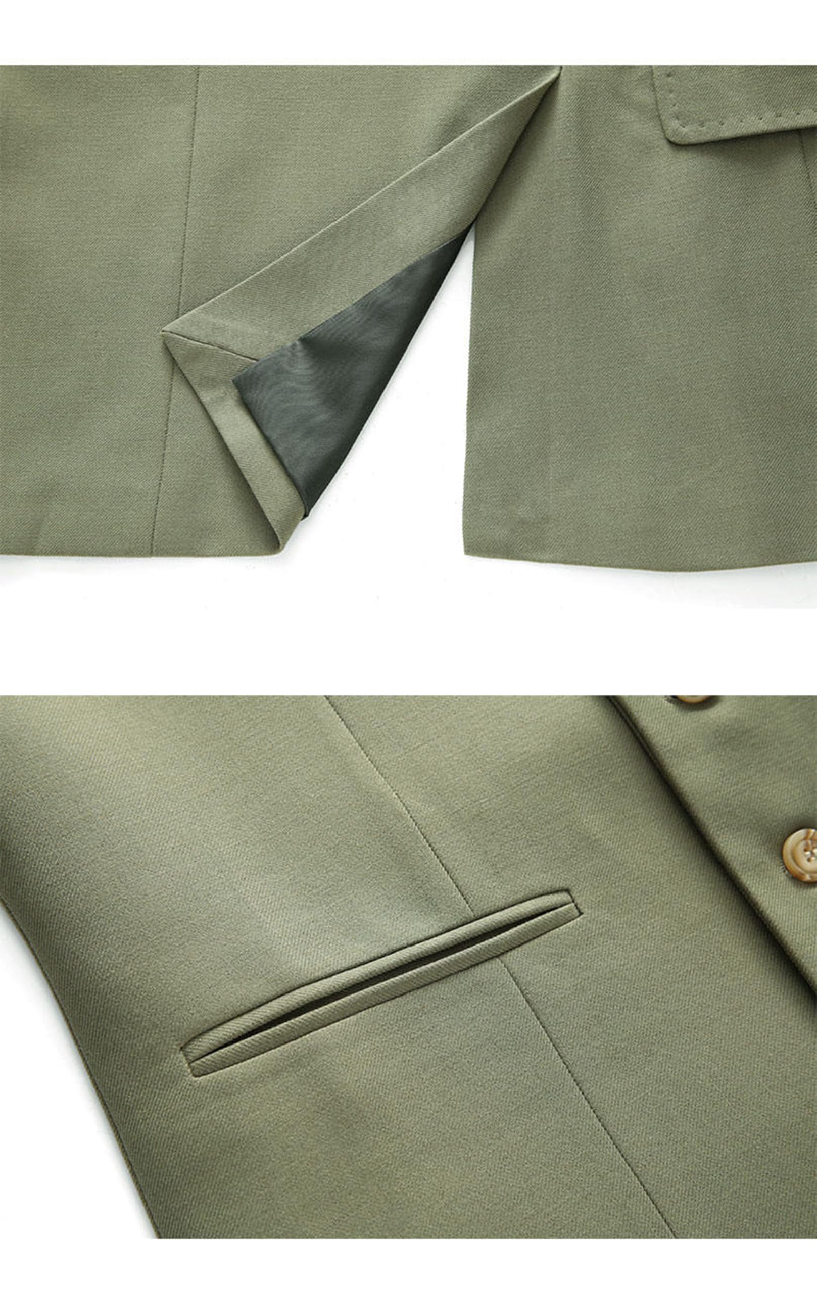 MOGU Men's 2 Piece Double Breasted Suit Green Slim Fit Tuxedo Suit for Wedding Prom Formal Size Blazer Jacket 40 and Pants 34 Green - Image 4