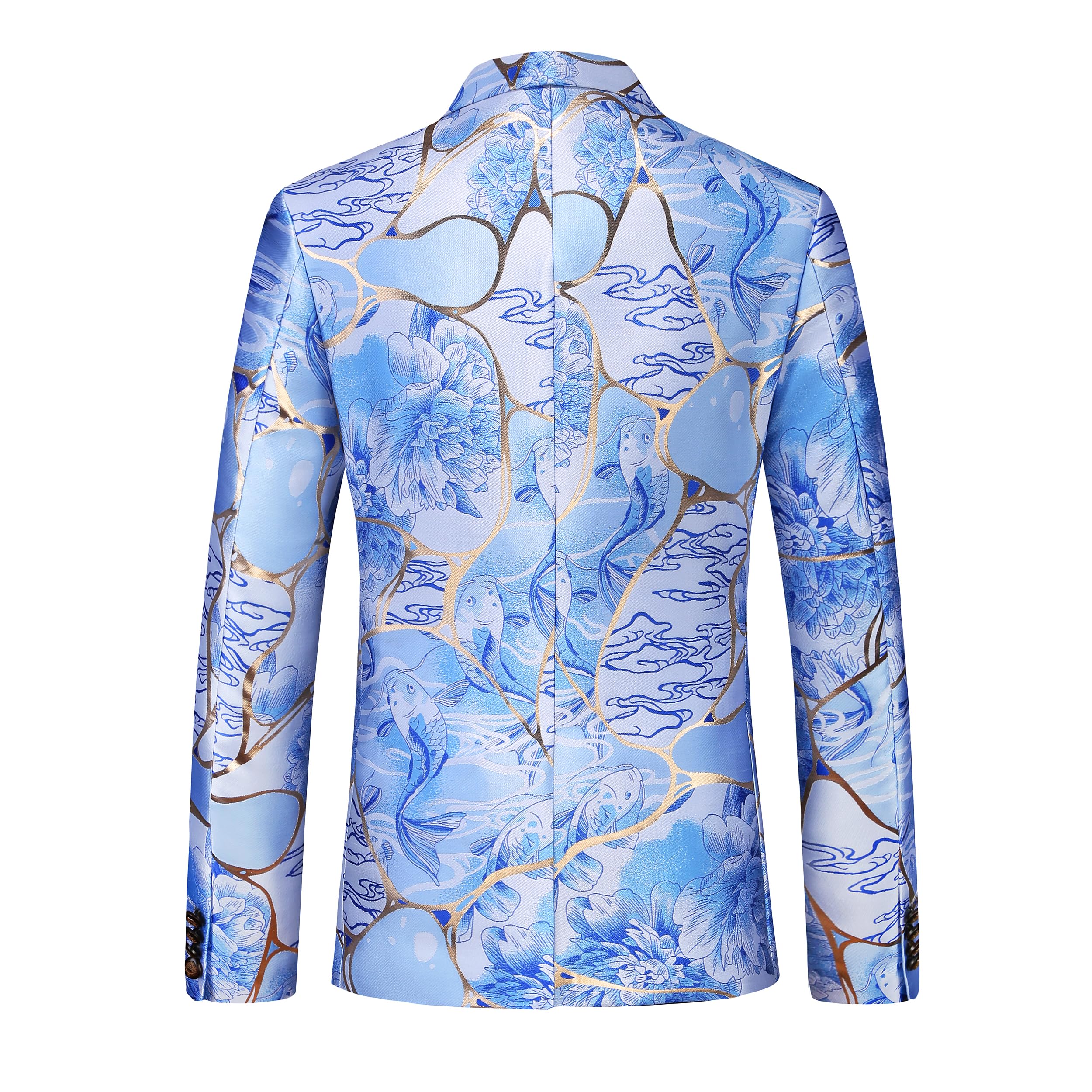 MOGU Men's Floral Tuxedo Blazer Slim Fit Jacquard Suit Jacket – Stylish Prom Party Sport Coat for Wedding Prom Casual Events - Image 4