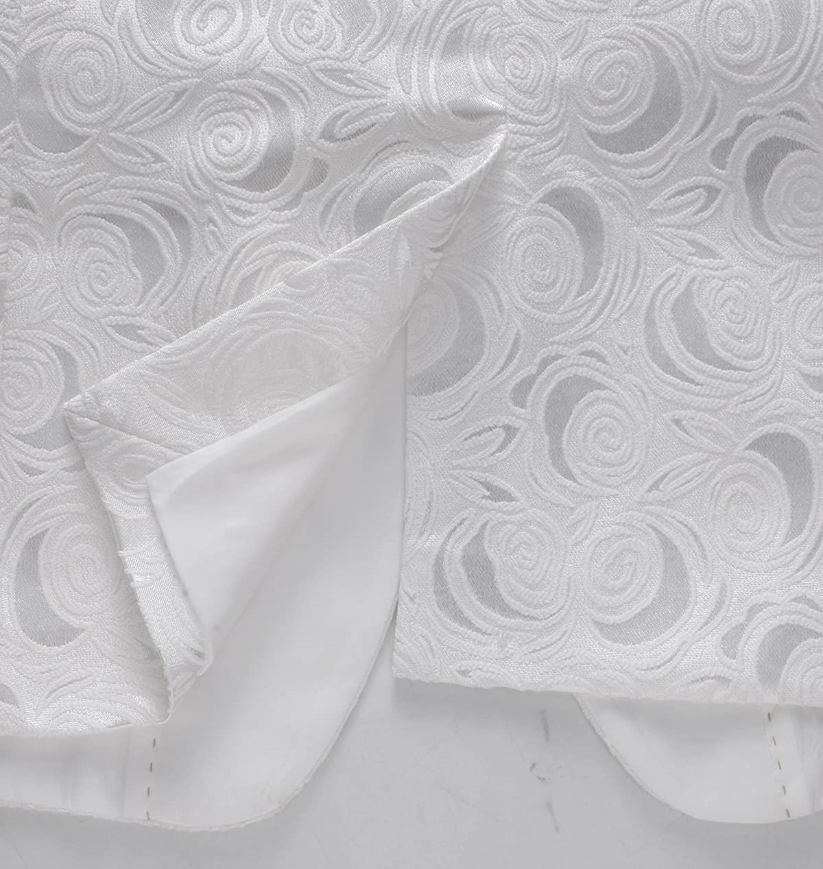 MOGU Mens Blazer Slim Fit Suit Jacket White Floral Jacquard Material - Image 5