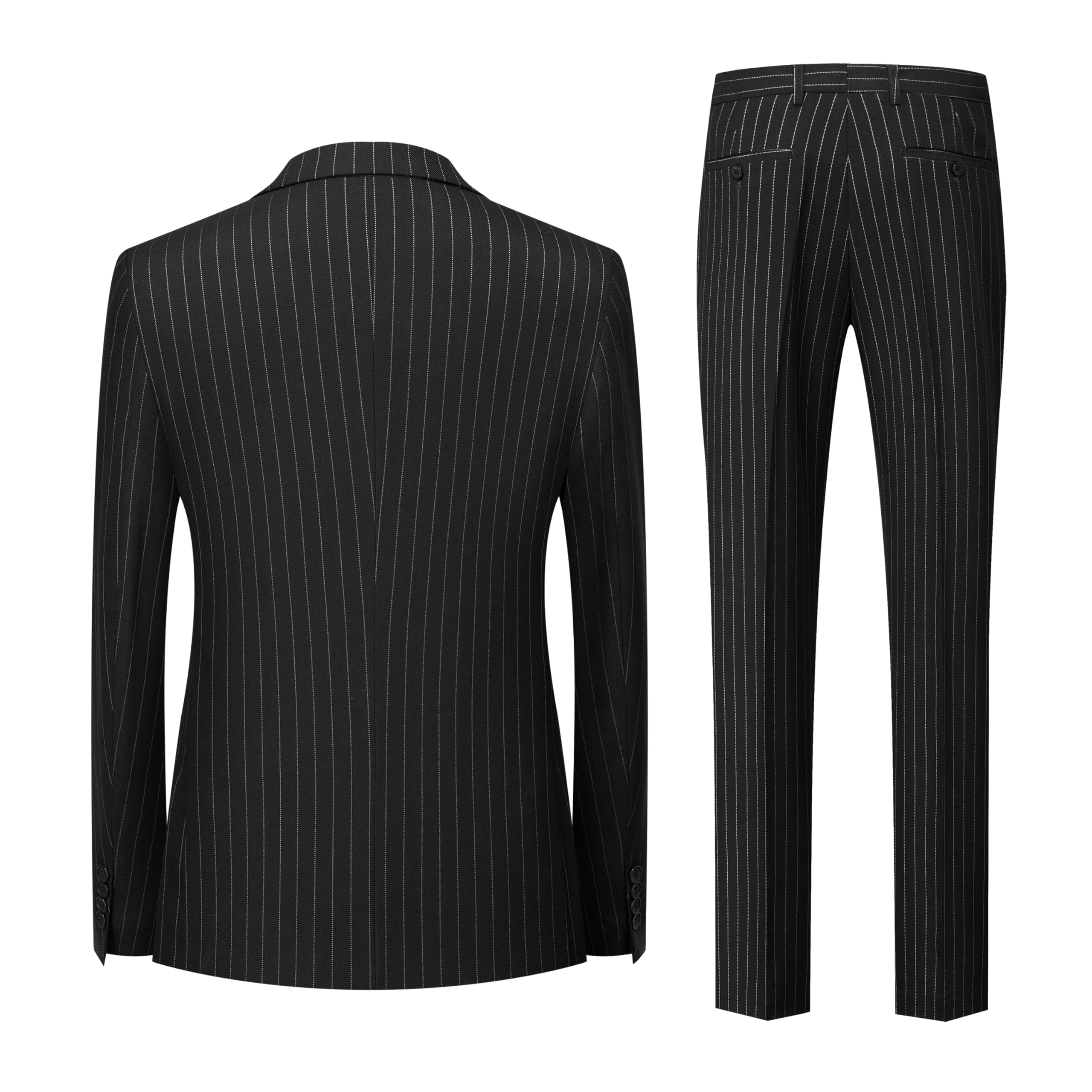 MOGU Mens Double Breasted Pinstripe Suit 2 Piece Slim Fit Tuxedo Formal Jacket and Pants for Business Wedding Prom - Image 4