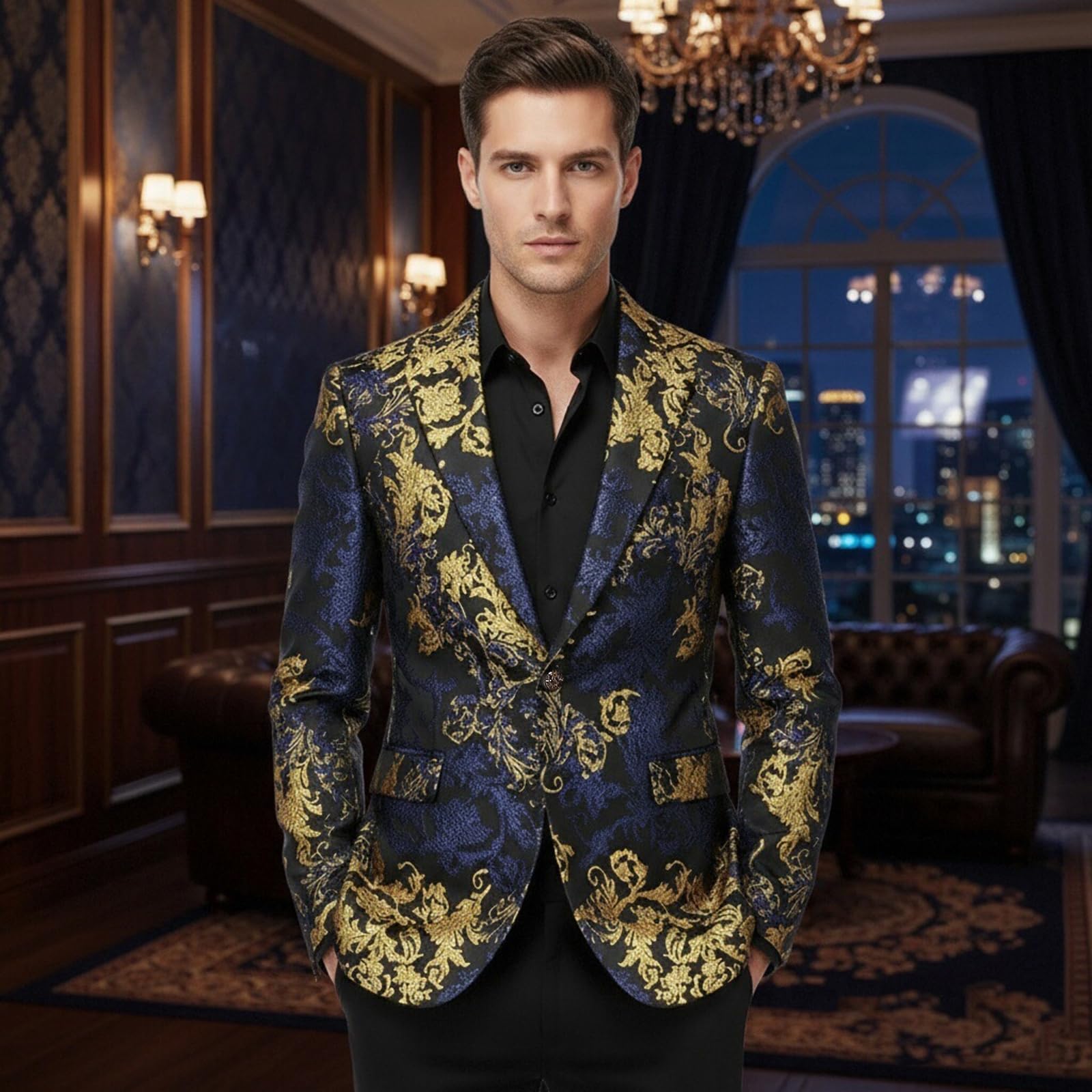 MOGU Mens Floral Suit Jacket Paisley Tuxedo Blazer Slim Fit Sport Coat for Prom, Party, Wedding, or Casual - Image 3