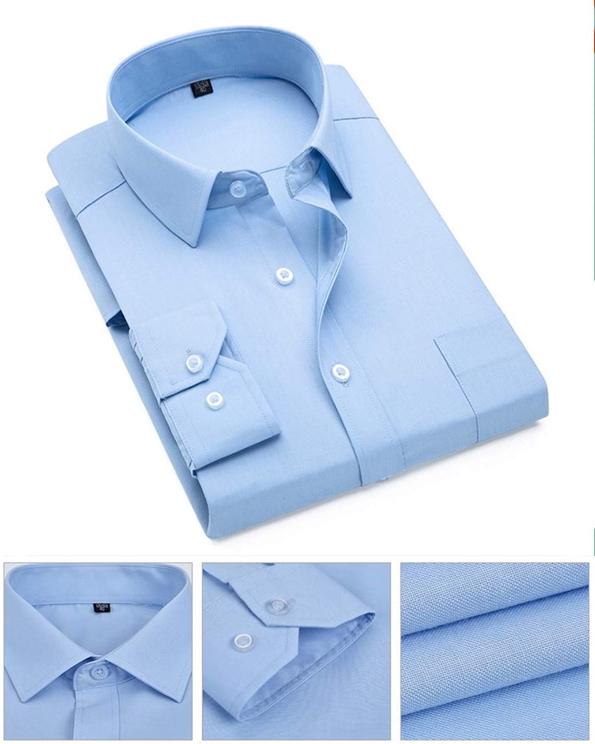 MOGU Mens Long Sleeve Casual Dress Shirts Solid Plain Color - Image 3