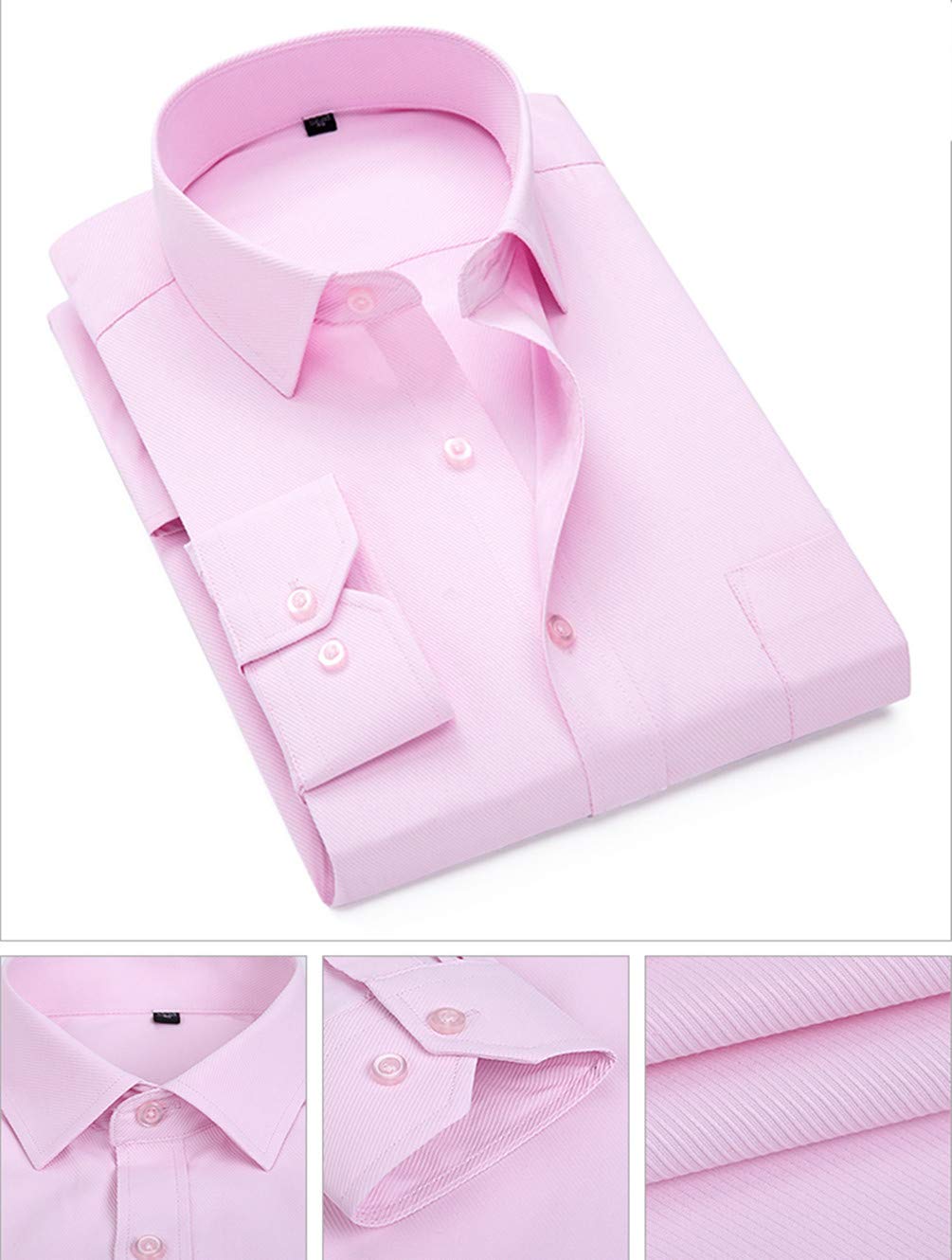 MOGU Mens Slim Fit Long Sleeve Dress Shirt Office Work Button Down Shirt - Image 3